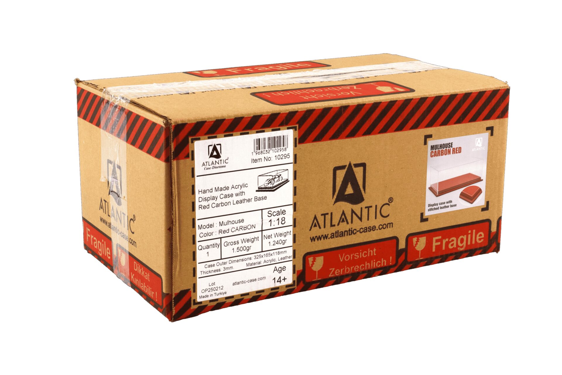 1:18 Atlantic Vitrine Show Case Display Case MULHOUSE with Carbon red leather Base