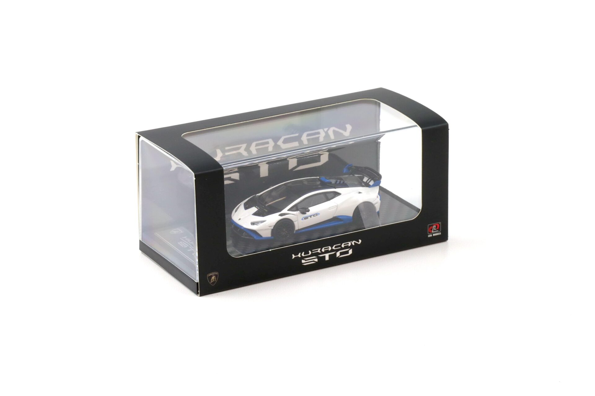 1:64 LCD Models Lamborghini Huracan STO Coupe white/ blue LCD64043-WH