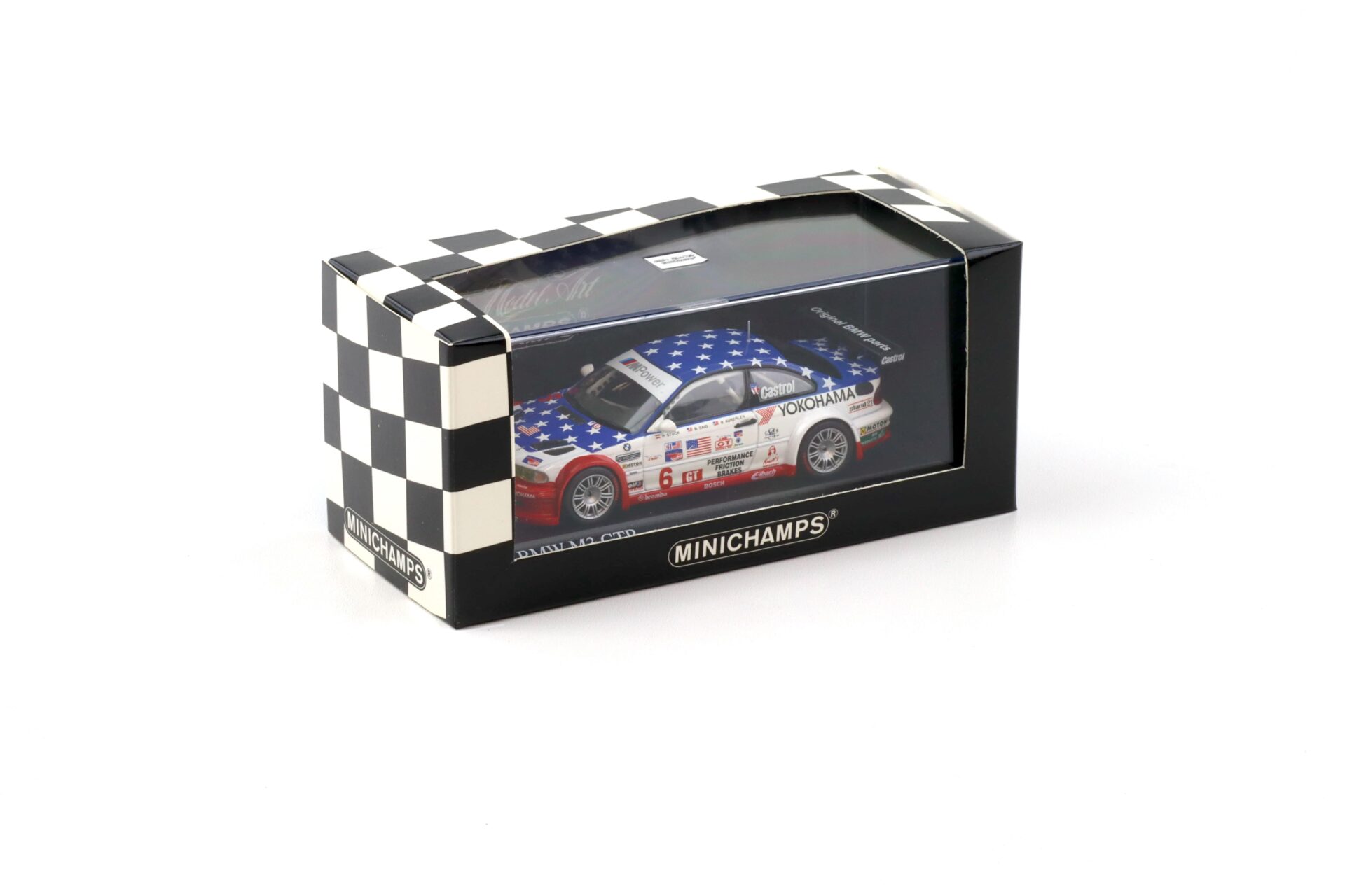 1:43 Minichamps BMW M3 E46 GTR ALMS Petit Le Mans 2001 GT Class Winner Stuck #6