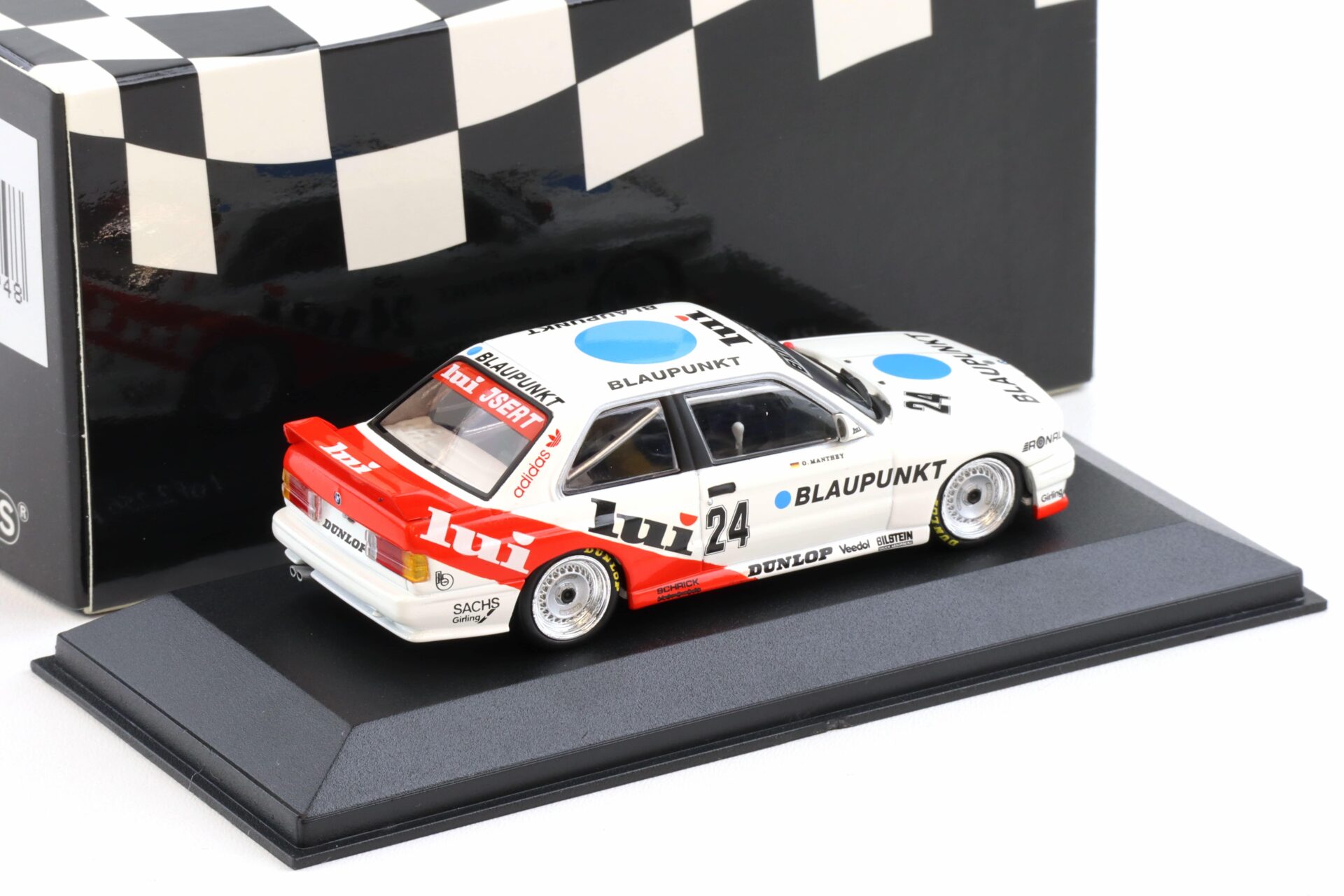 1:43 Minichamps BMW M3 E30 DTM 1987 Team Isert Norisring Winner O.Manthey #24