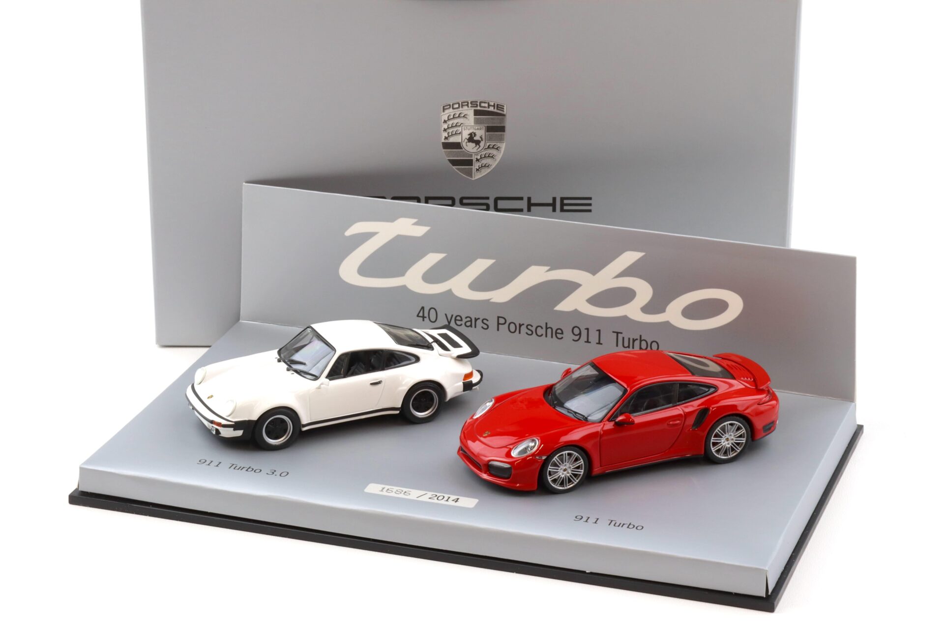 1:43 Minichamps 2-Car SET Porsche 911 Turbo 40 Years red and white DEALER VERSION