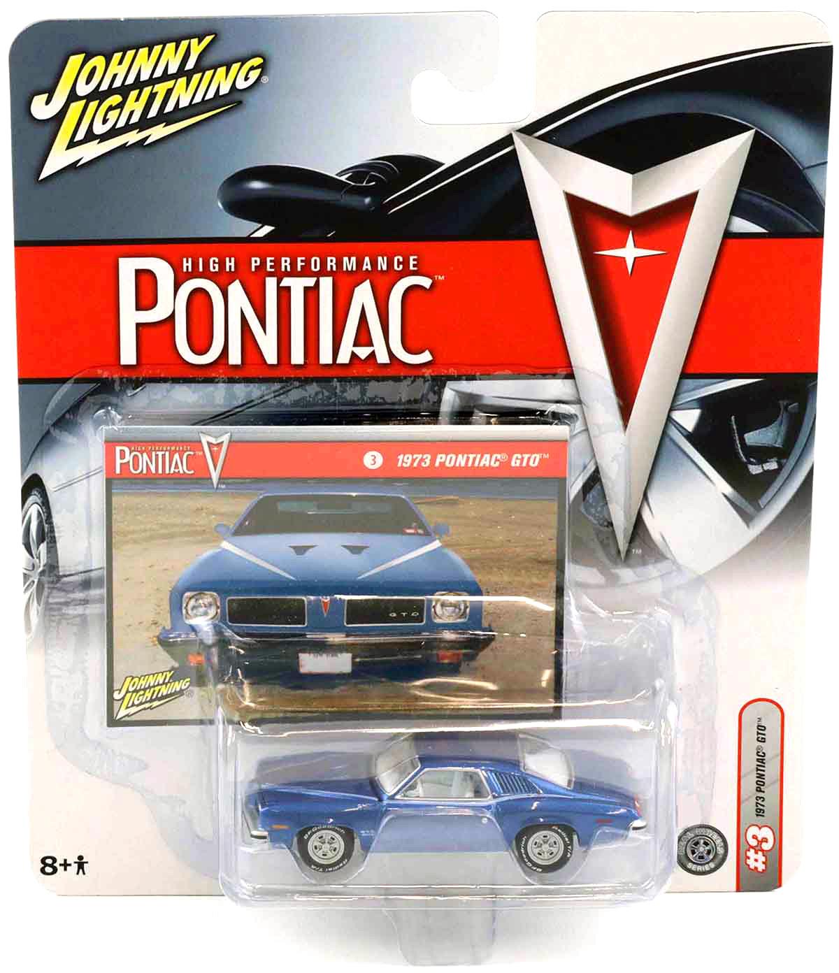 1:64 Johnny Lightning 1973 Pontiac GTO blue metallic High Performance