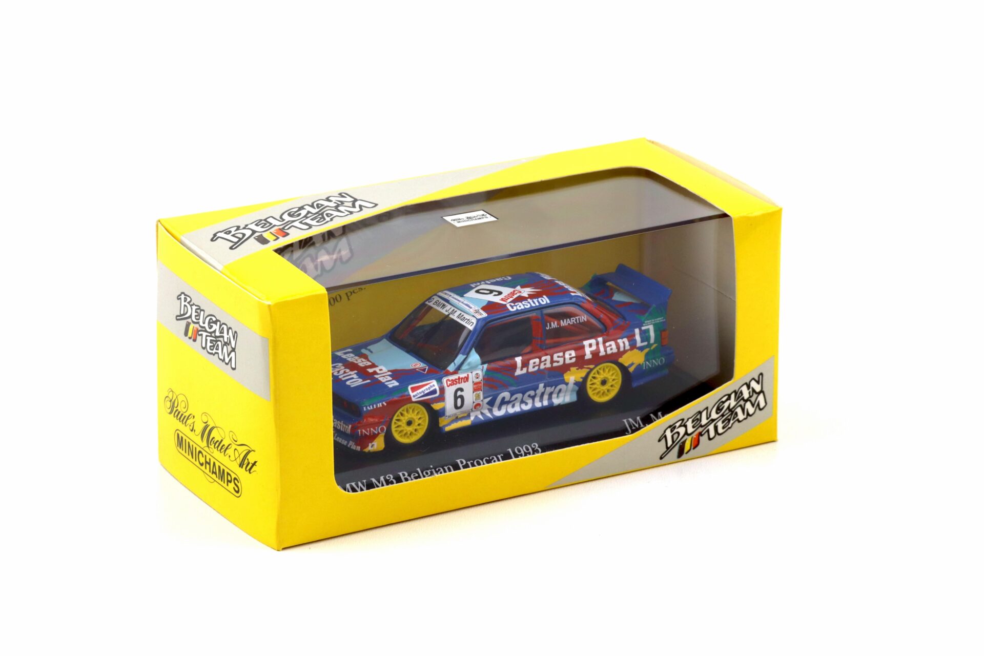 1:43 Minichamps BMW M3 E30 Belgian ProCar 1993 Lease Plan #6 JM. Martin
