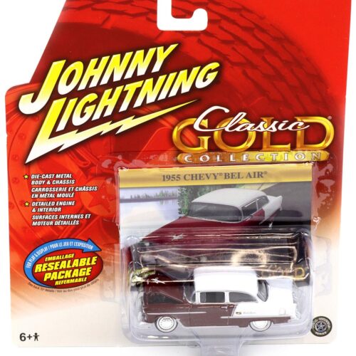1:64 Johnny Lightning 1955 Chevy Bel Air dark red/ white Classic Gold Collection