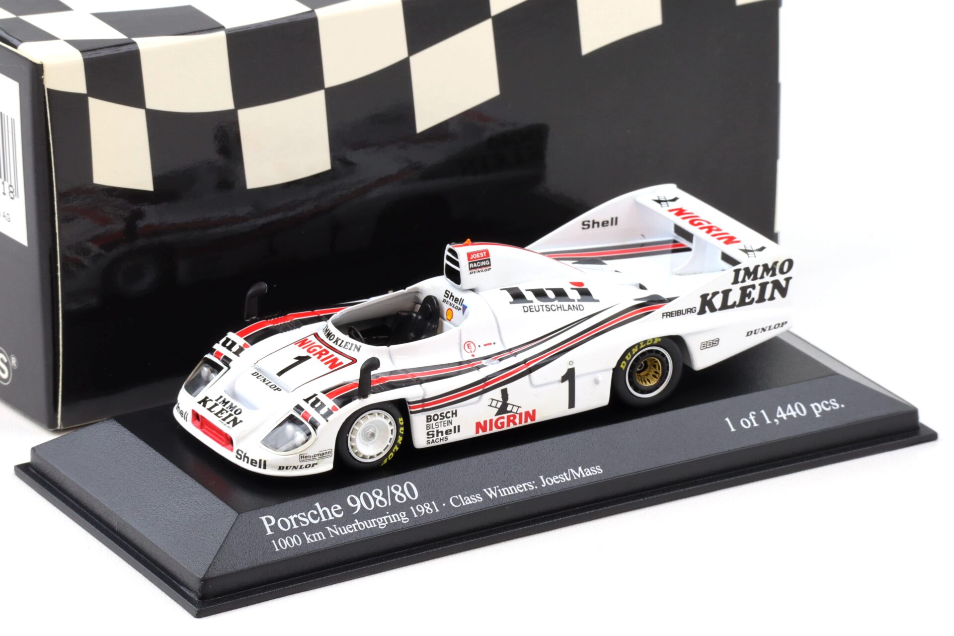 1:43 Minichamps Porsche 908/80 Nürburgring 1000km Class Winners 1981 Mass/ Joest #1