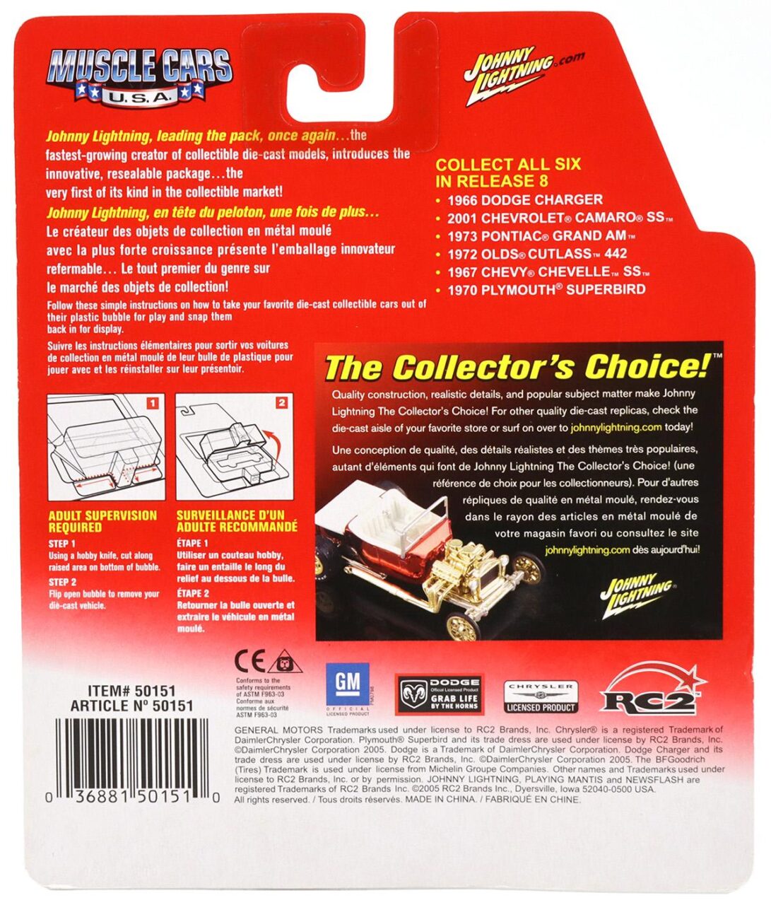 1:64 Johnny Lightning 1966 Dodge Charger red Muscle Cars U.S.A.