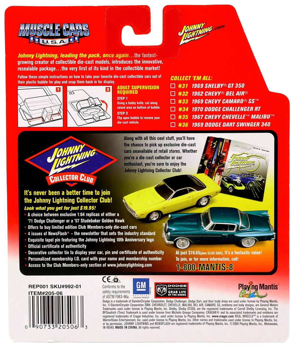 1:64 Johnny Lightning 1967 Chevy Chevelle red Malibu Muscle Cars U.S.A
