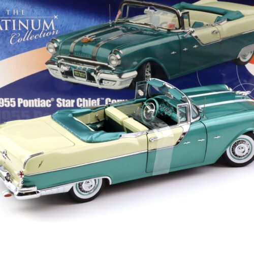 1:18 Sun Star 1955 Pontiac StarChief Convertible white mist / turquoise blue poly - Image 3