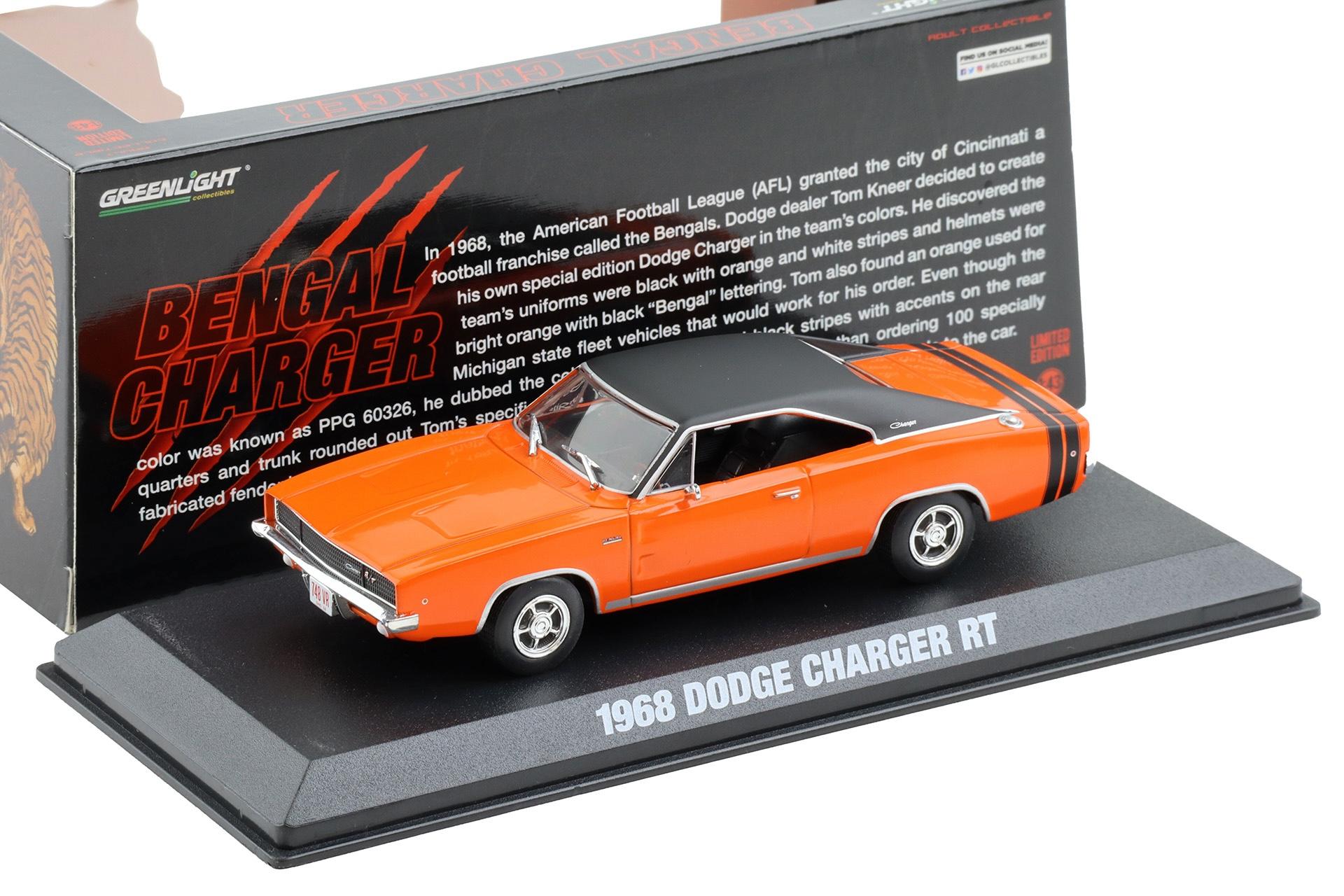 ID 109320 orig.jpg 1:43 Greenlight 1968 Dodge Charger R/T Coupe Bengal Charger orange/ black