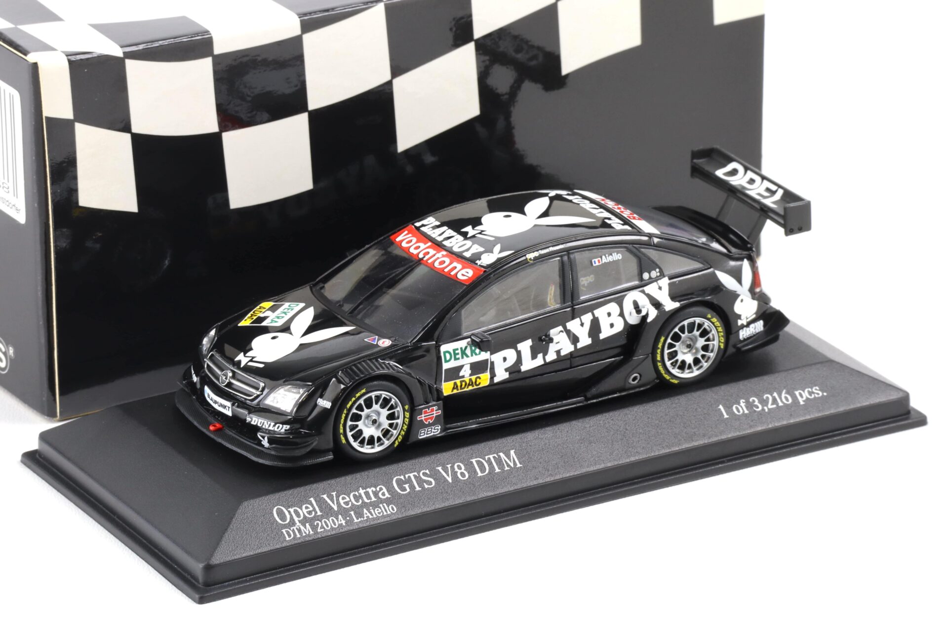 1:43 Minichamps Opel Vectra GTS V8 DTM 2004 Playboy L.Aiello #4 OPC Team Phoenix