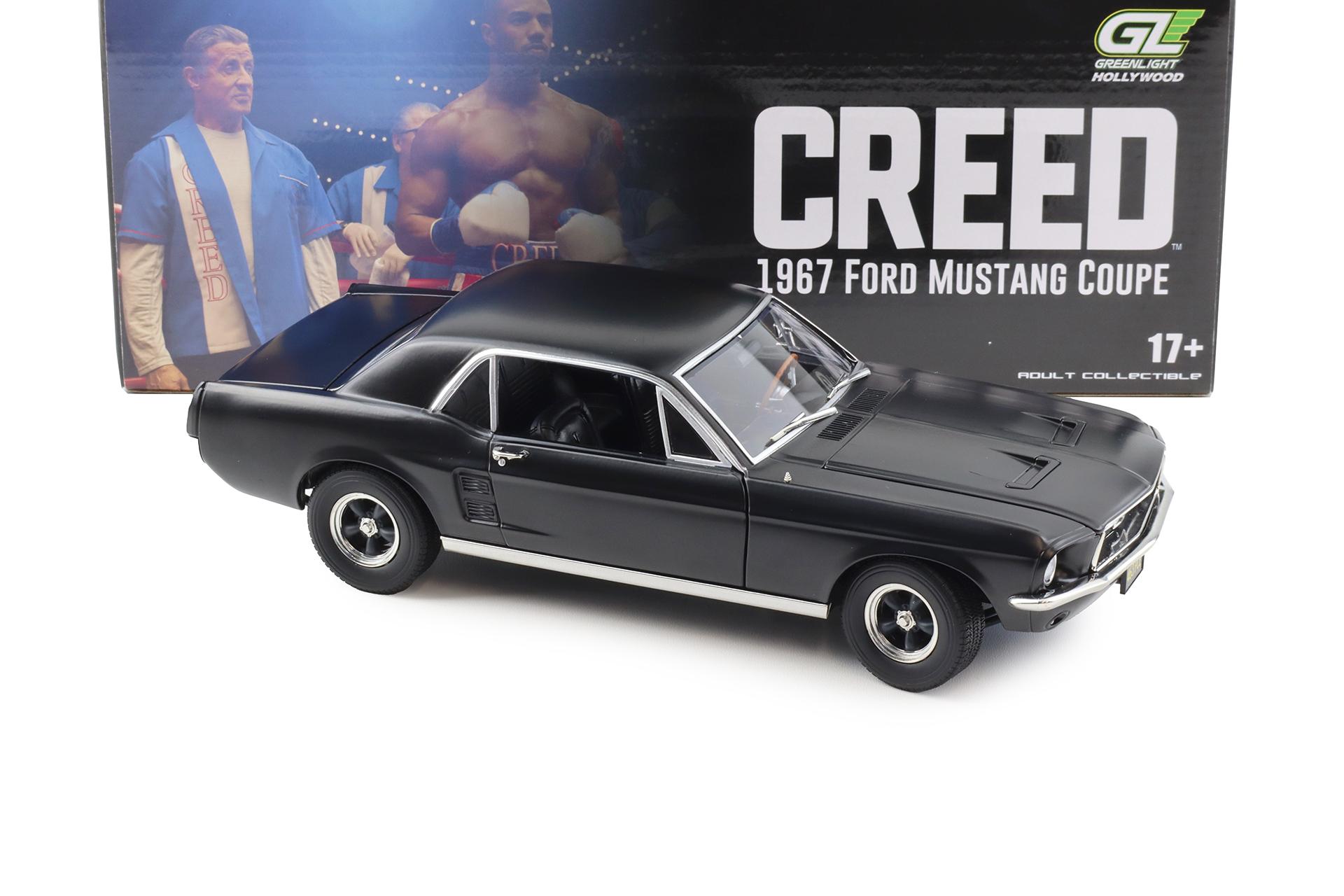1:18 Greenlight 1967 Ford Mustang Coupe CREED matt black