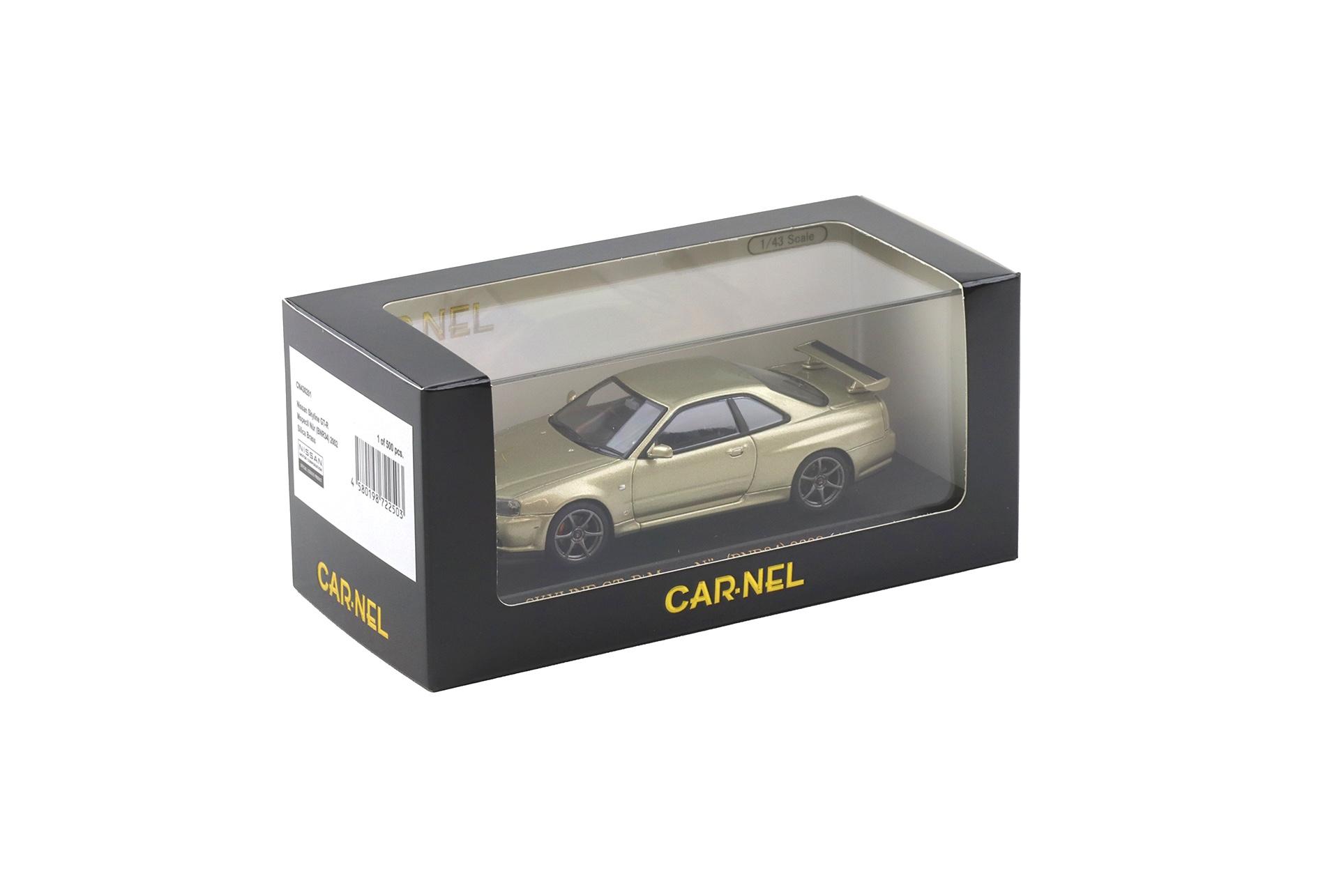 1:43 CAR-NEL by Kyosho Nissan Skyline GT-R (R34) M-SPEC II NÜR 2002 Silica Brass