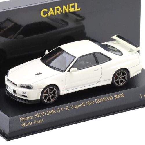 1:43 CAR-NEL by Kyosho Nissan Skyline GT-R (R34) V-SPEC II NÜR 2002 white pearl