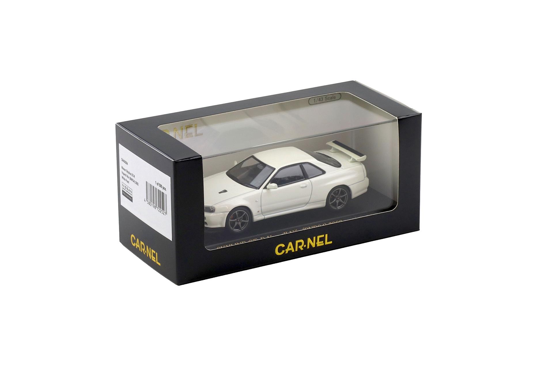 1:43 CAR-NEL by Kyosho Nissan Skyline GT-R (R34) V-SPEC II NÜR 2002 white pearl