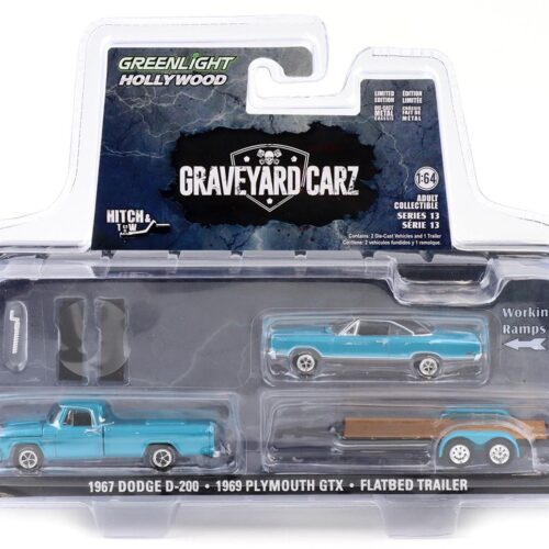 1:64 Greenlight Hollywood Hitch&Tow Graveyard Carz Dodge D-200 + Plymouth GTX