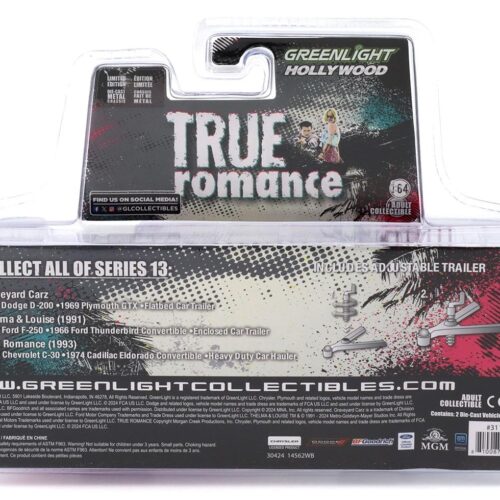 1:64 Greenlight Hollywood Hitch&Tow True Romance 1972 Chevrolet C-30 + Cadillac