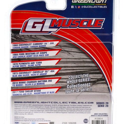 1:64 Greenlight GL Muscle 1968 Chevrolet Camaro SS 396 Cordova Maroon