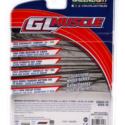 1:64 Greenlight GL Muscle 1968 Ford Mustang GT Coupe #68 Charlie Henry SCCA