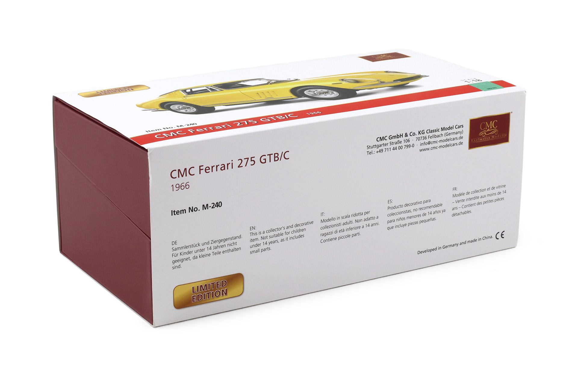 1:18 CMC Ferrari 275 GTB/C Coupe 1966 Modena yellow M-240 - Limited 1000 pcs