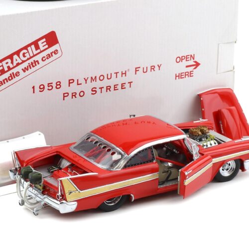 1:24 Danbury Mint 1958 Plymouth Fury Pro Street red with box