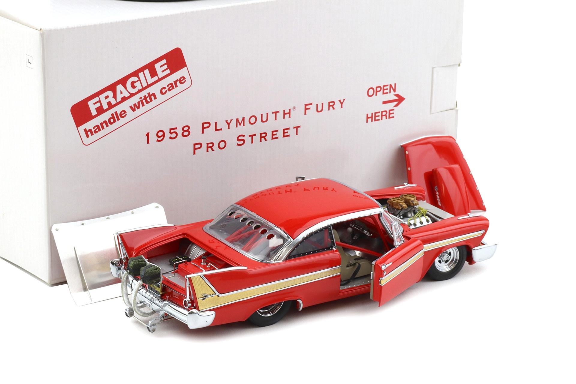 1:24 Danbury Mint 1958 Plymouth Fury Pro Street red with box