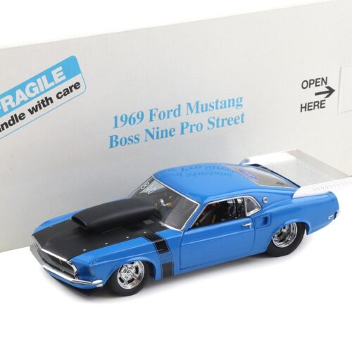 1:24 Danbury Mint 1969 Ford Mustang Boss Nine Pro Street Grabber blue with box