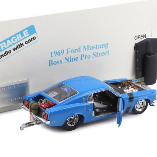 1:24 Danbury Mint 1969 Ford Mustang Boss Nine Pro Street Grabber blue with box