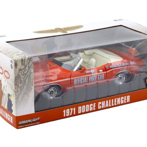 1:18 Greenlight 1971 Dodge Challenger Convertible 55th Indianapolis Pace Car orange