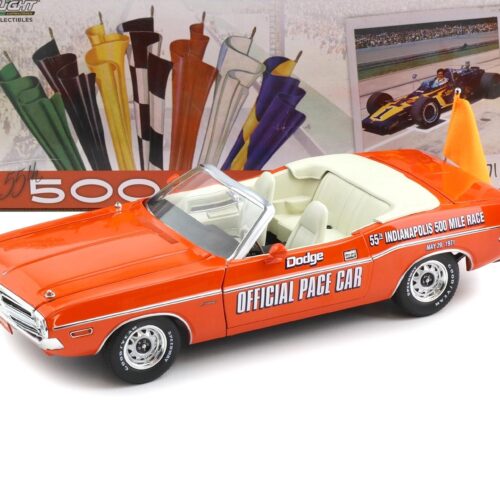 1:18 Greenlight 1971 Dodge Challenger Convertible 55th Indianapolis Pace Car orange