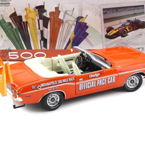 1:18 Greenlight 1971 Dodge Challenger Convertible 55th Indianapolis Pace Car orange