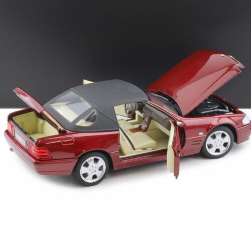 1:18 Norev Mercedes SL 500 R129 Convertible Facelift amber red DEALER VERSION - Image 4