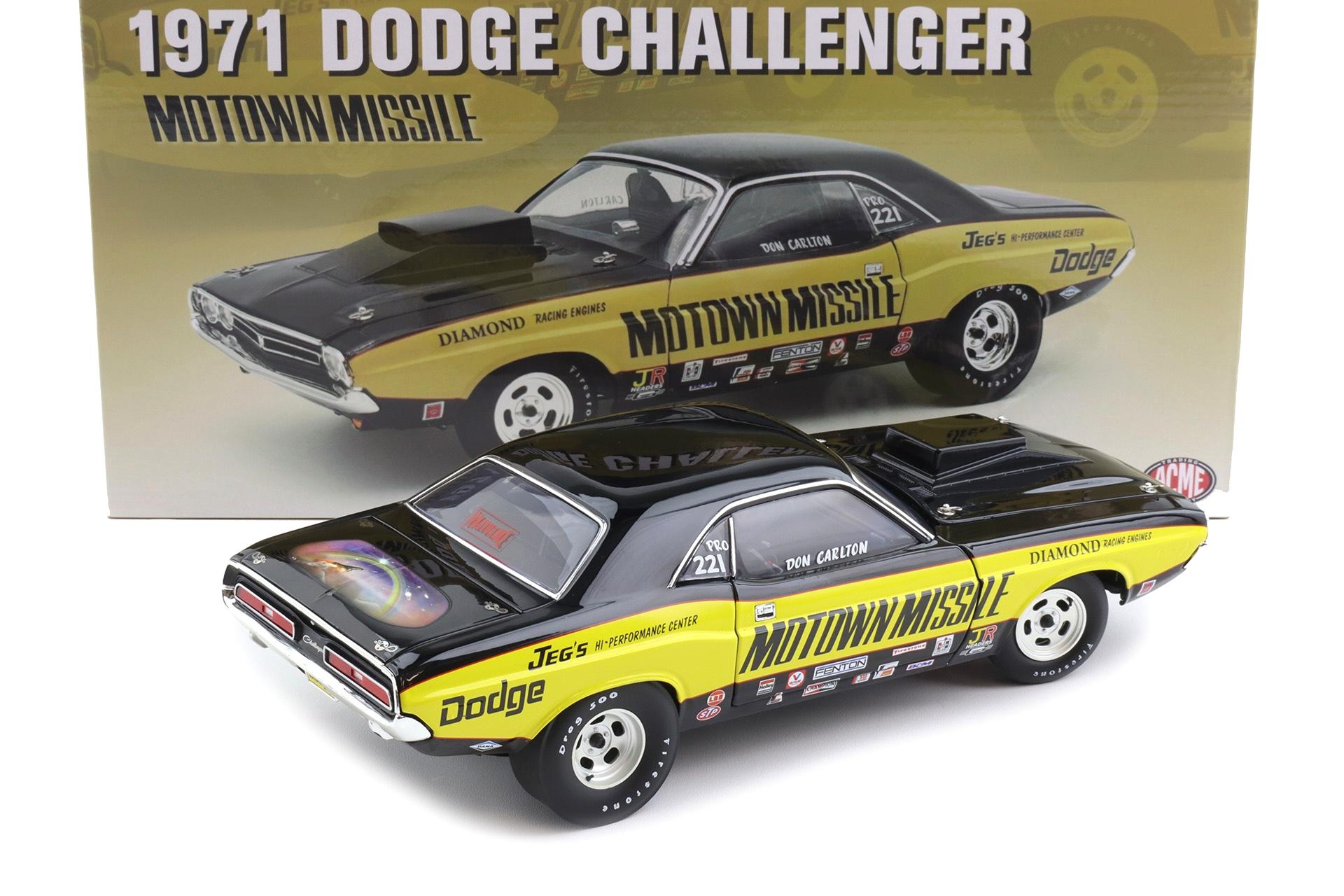 1:18 ACME 1971 Dodge Challenger Coupe MOTOWN MISSLE black/ yellow A1806032