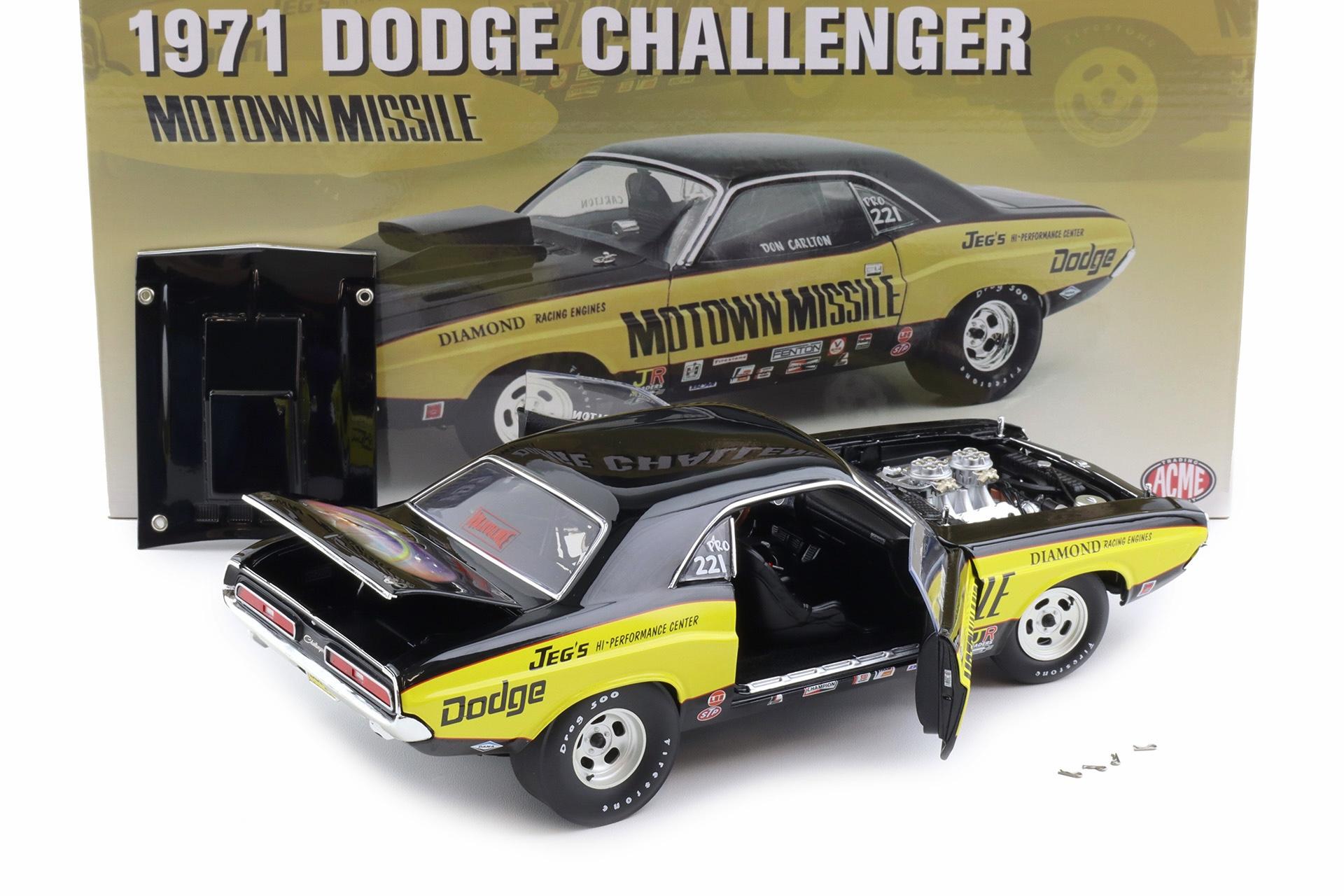 1:18 ACME 1971 Dodge Challenger Coupe MOTOWN MISSLE black/ yellow A1806032