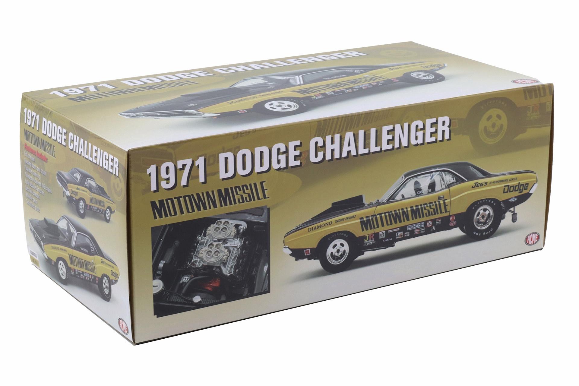 1:18 ACME 1971 Dodge Challenger Coupe MOTOWN MISSLE black/ yellow A1806032