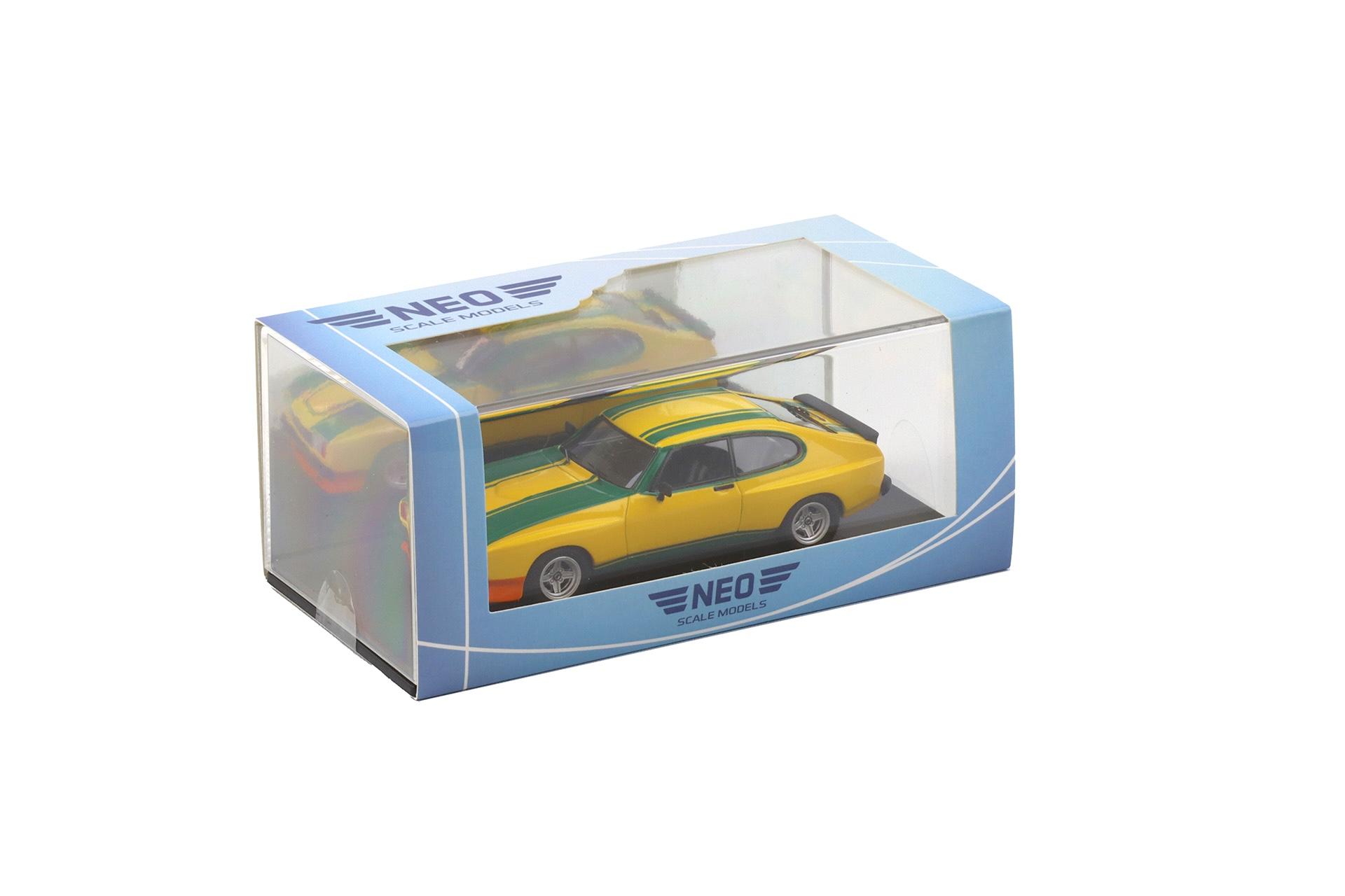 1:43 NEO Ford Capri II 3.0S X-Pack Coupe yellow/ green stripes