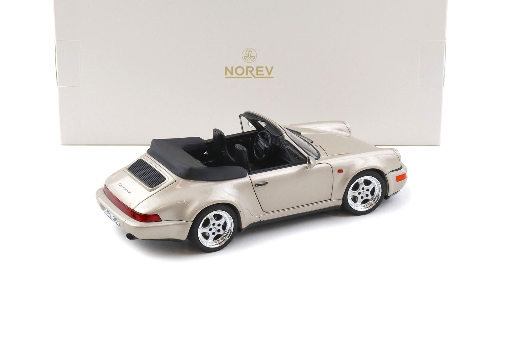 1:18 Norev Porsche 911 964 Carrera 2 WTL Cabriolet 1992 Zermatt silver