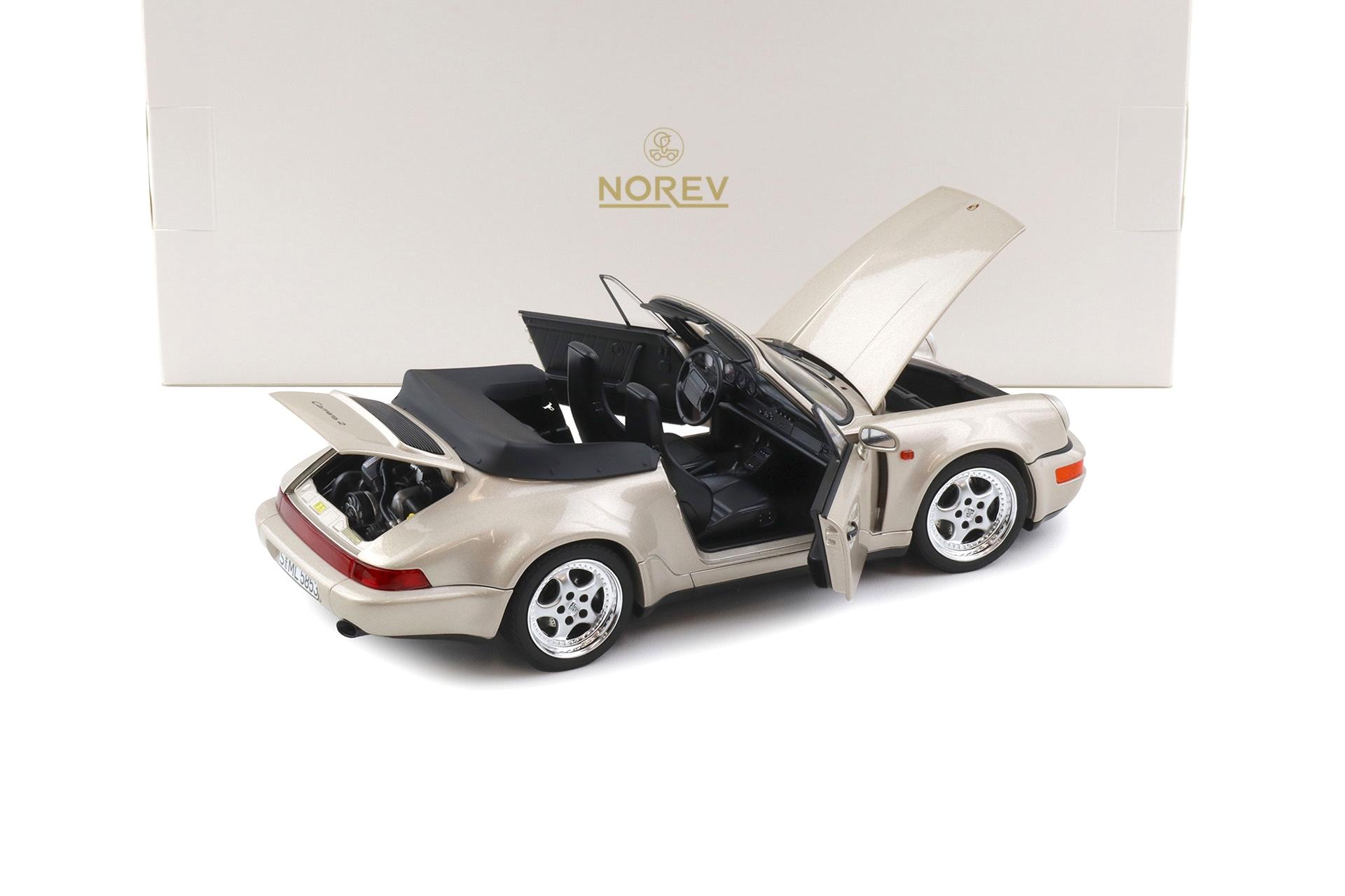 1:18 Norev Porsche 911 964 Carrera 2 WTL Cabriolet 1992 Zermatt silver