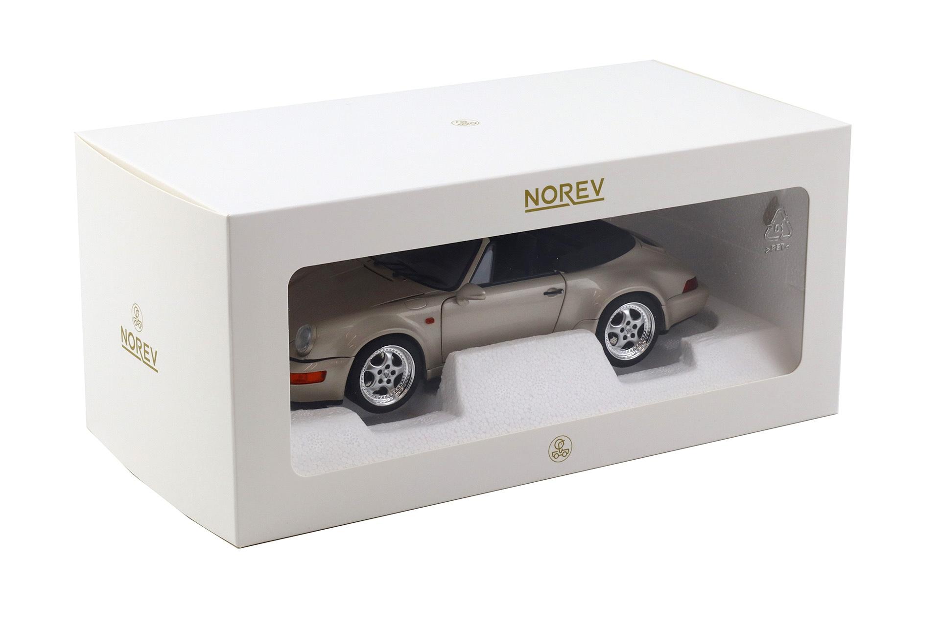 1:18 Norev Porsche 911 964 Carrera 2 WTL Cabriolet 1992 Zermatt silver