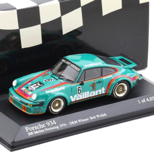 1:43 Minichamps Porsche 934 Winner Norisring DRM 1976 Vaillant #6 Bob Wollek