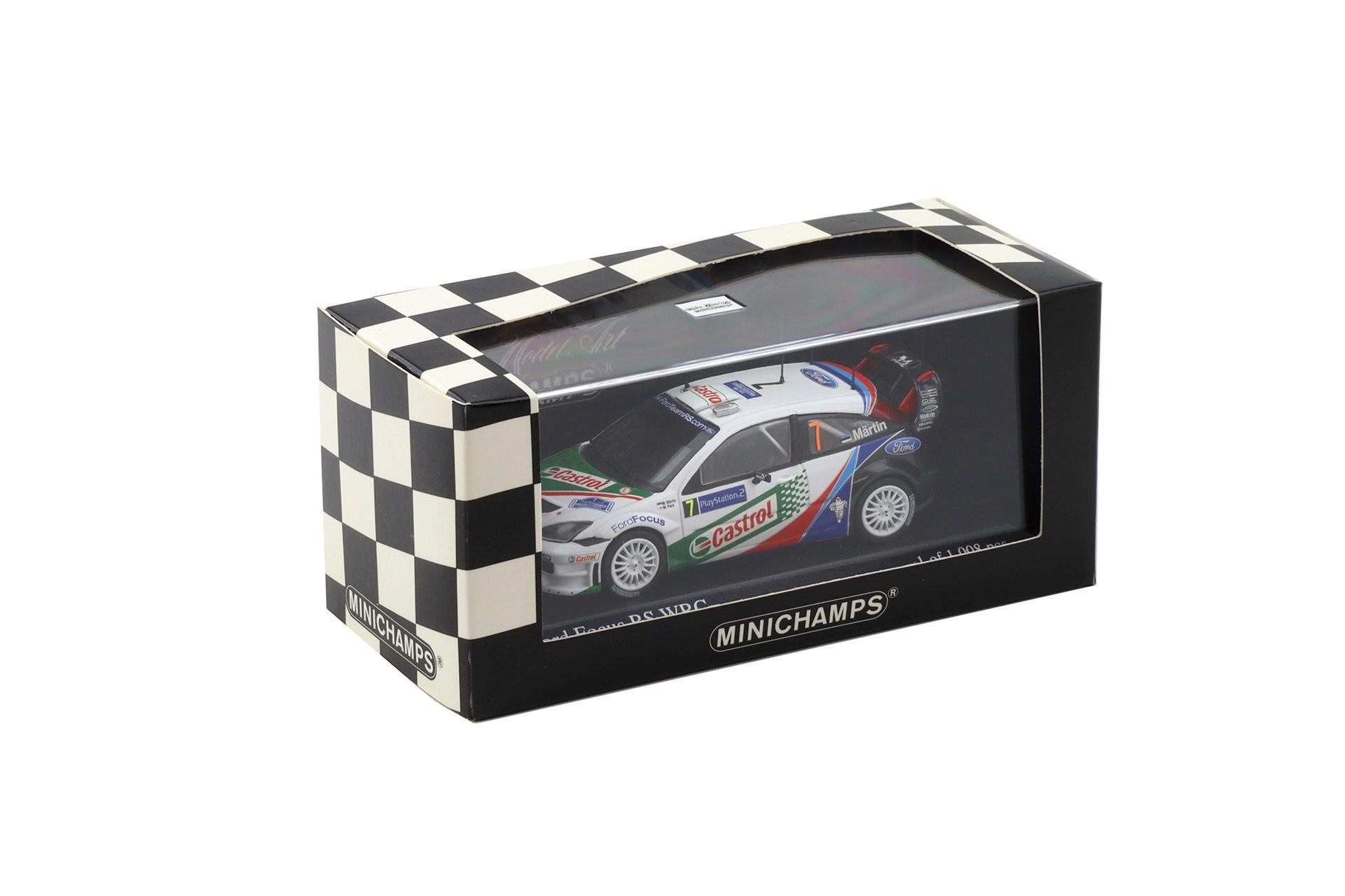 1:43 Minichamps Ford Focus RS WRC Rally Corsica 2004 Winners Maertin/Park #7