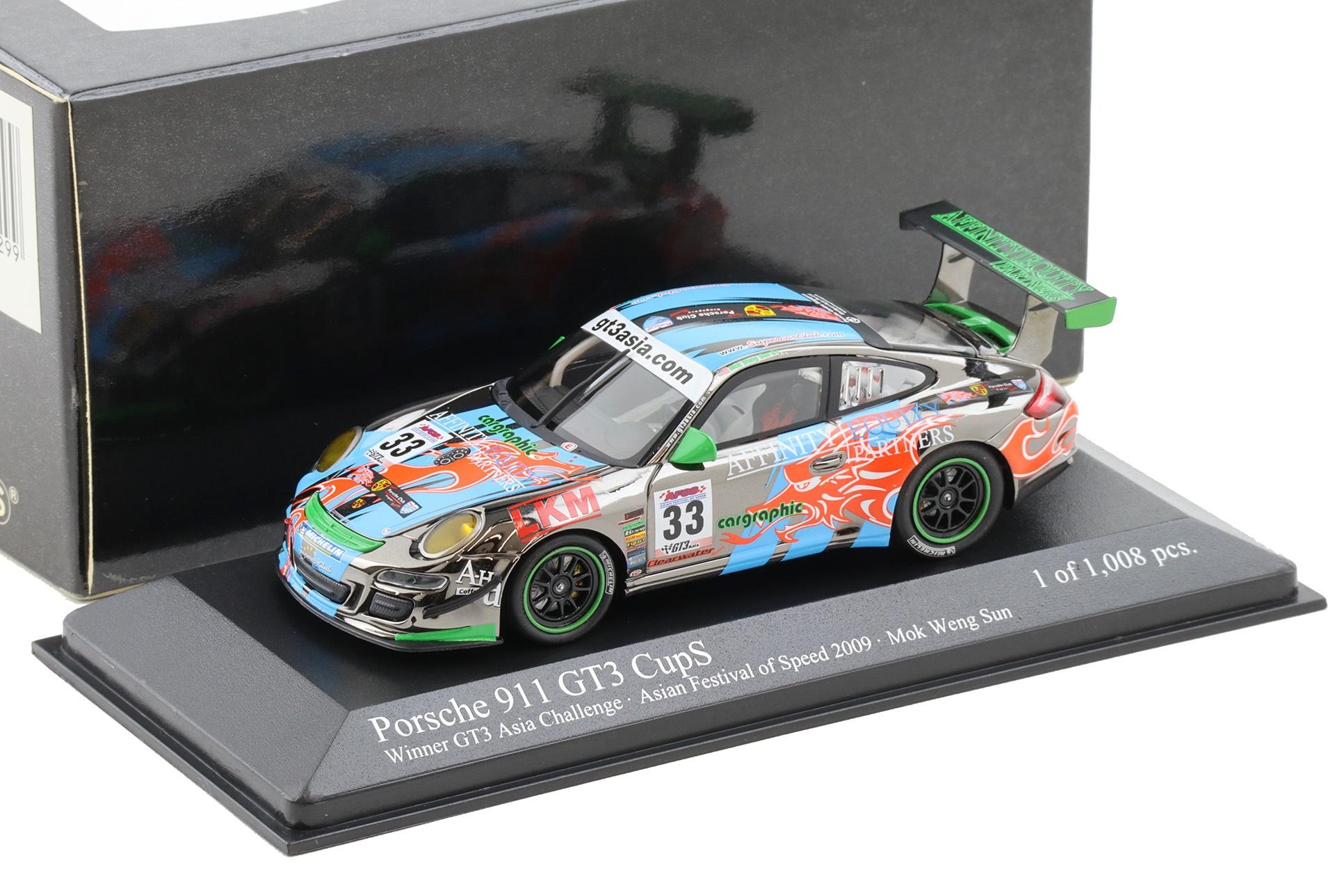 1:43 Minichamps Porsche 911 997 GT3 CupS Weng Sun Mok #33 Winner Asian of Speed 2009
