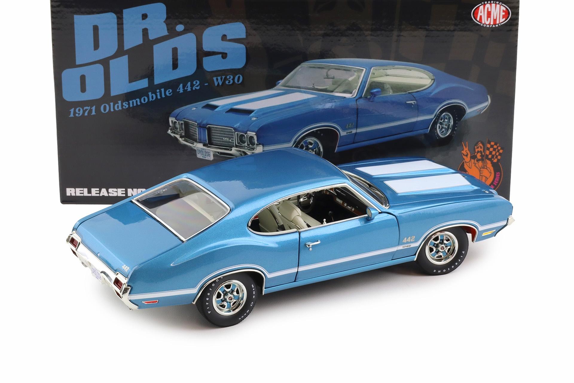 1:18 ACME 1971 Oldsmobile 442 - W30 Coupe Dr. Olds Viking blue A1805632