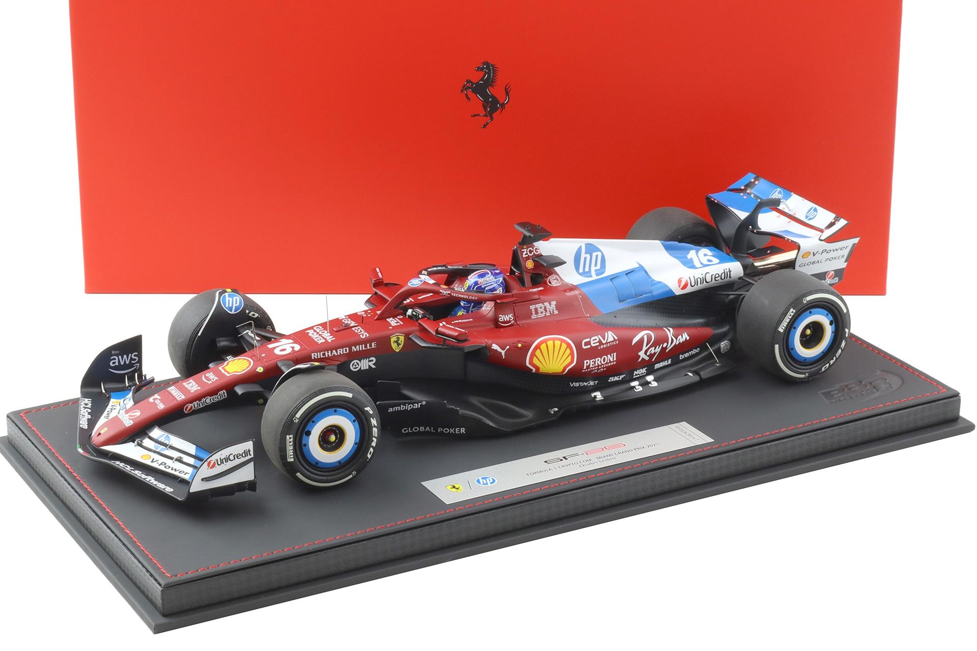 1:18 BBR Ferrari SF-25 F1 Miami GP C. Leclerc #16 with Showcase
