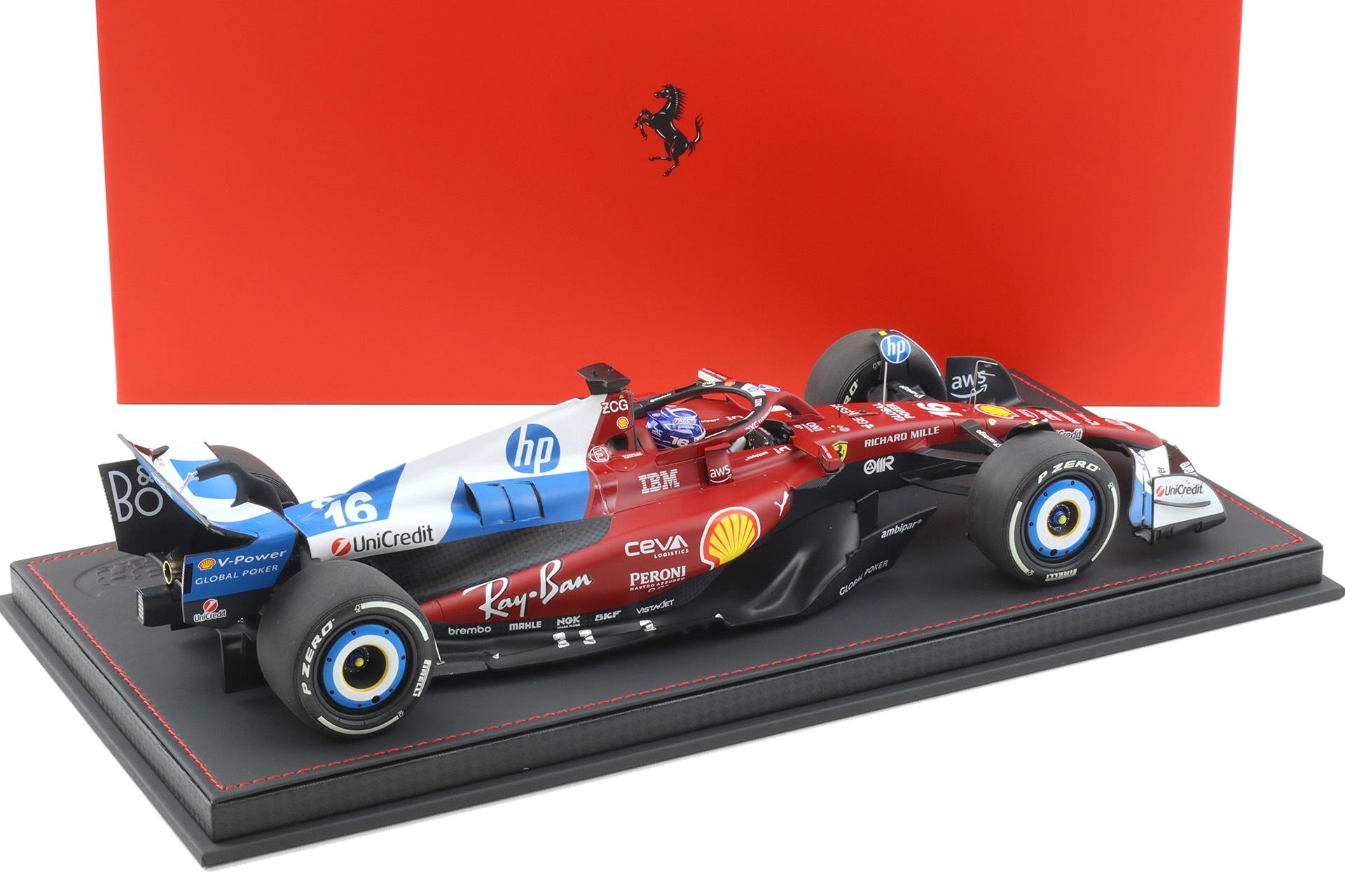 1:18 BBR Ferrari SF-25 F1 Miami GP C. Leclerc #16 with Showcase