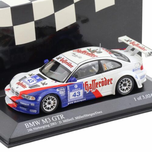 1:43 Minichamps BMW M3 E46 GTR ADAC 24h 2001 Müller/ Müller/ Hürtgen/ Duez #43