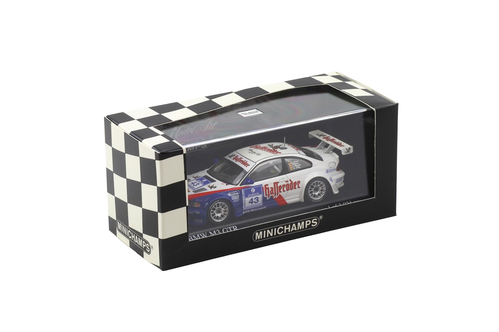 1:43 Minichamps BMW M3 E46 GTR ADAC 24h 2001 Müller/ Müller/ Hürtgen/ Duez #43