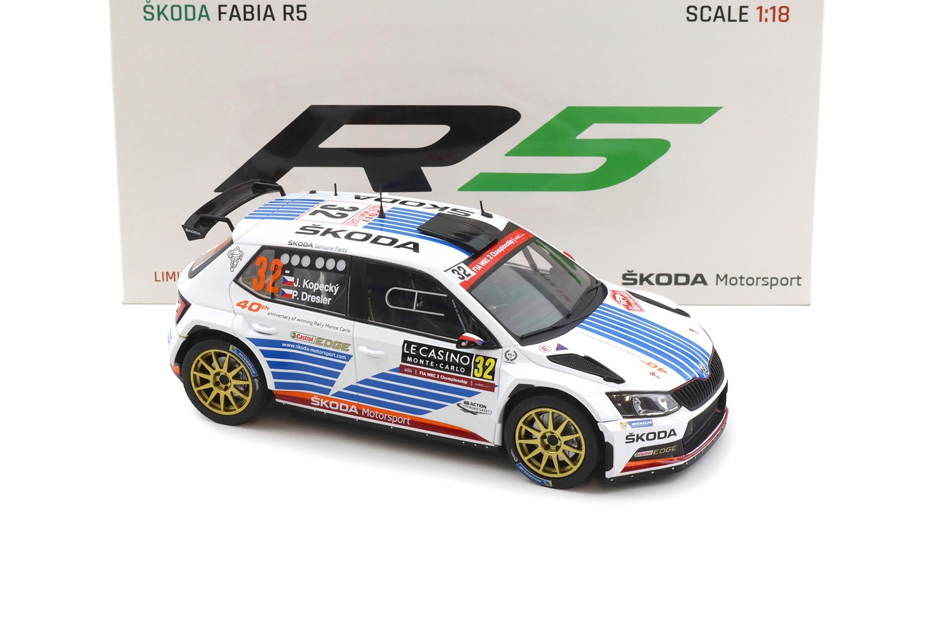 1:18 FOX18 Skoda Fabia R5 WRC Rally Monte Carlo 2017 #32 Kopecky/ Dresler