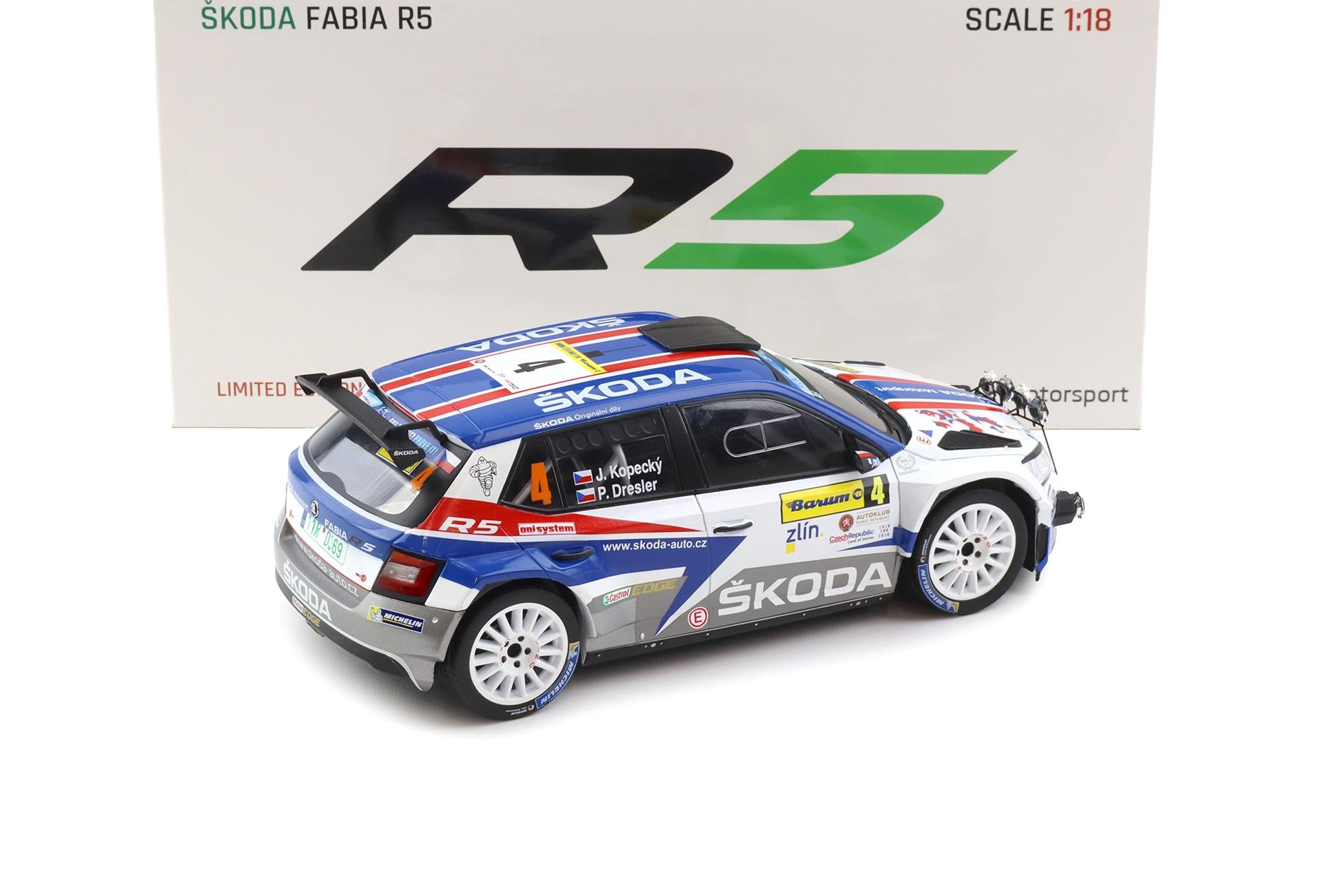 1:18 FOX18 Skoda Fabia R5 WRC Rally Barum 2018 #4 Kopecky/ Dresler