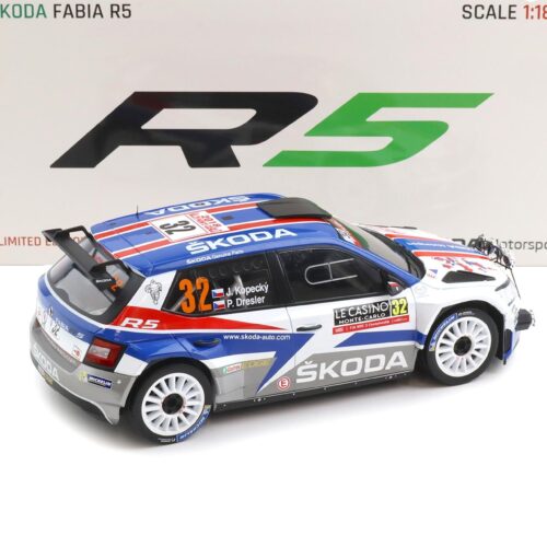 1:18 FOX18 Skoda Fabia R5 WRC Rally Monte Carlo 2018 #32 Kopecky/ Dresler