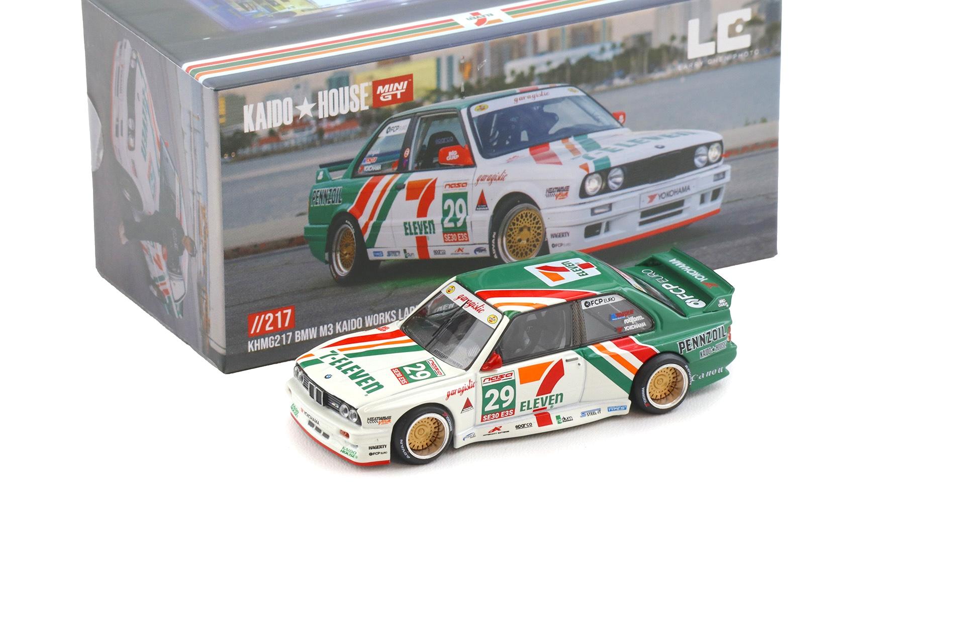 1:64 TSM Mini GT Kaido House BMW M3 E30 Kaido Works Larry Chen V1 7Eleven